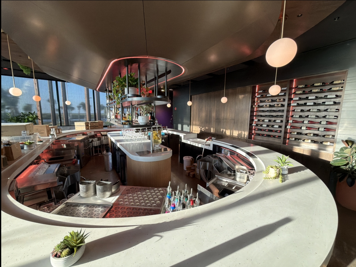 SpaceX campus bar millwork and wine wall