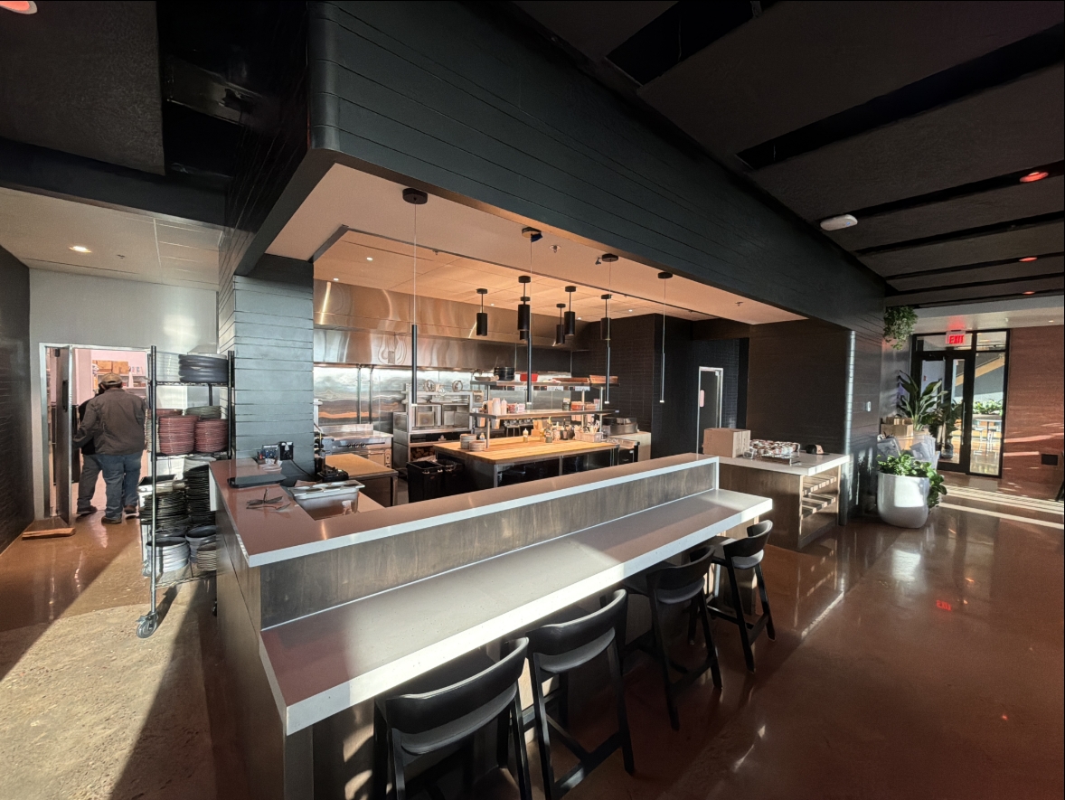 SpaceX kitchen and service-bar millwork